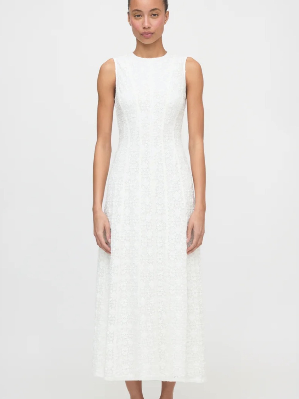 Hill House White Sleeveless Lace Midi Maxi Dress